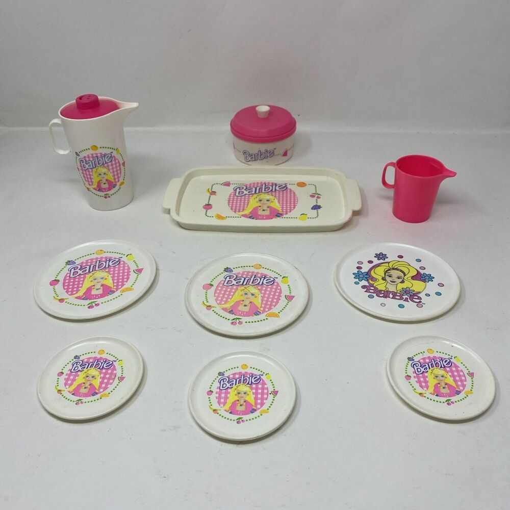 Barbie Portable Playmates Dish Set Chilton Toys 1989 Vintage 12 Piece Set